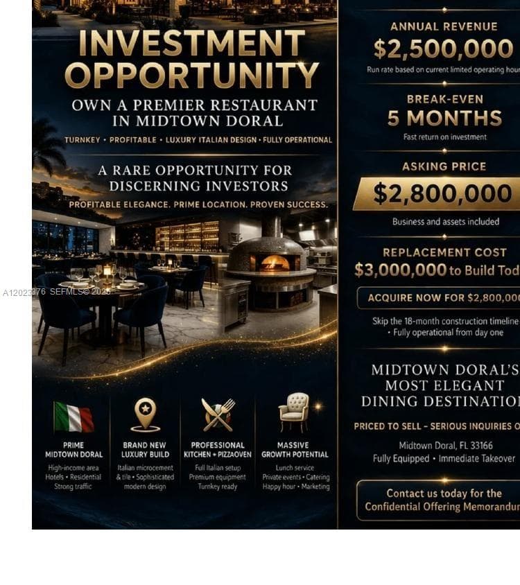 DORAL ITALIAN RESTAURANT, Doral FL 33178